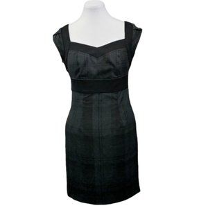 Black Gray Structured Plaid Print Dress Size Small